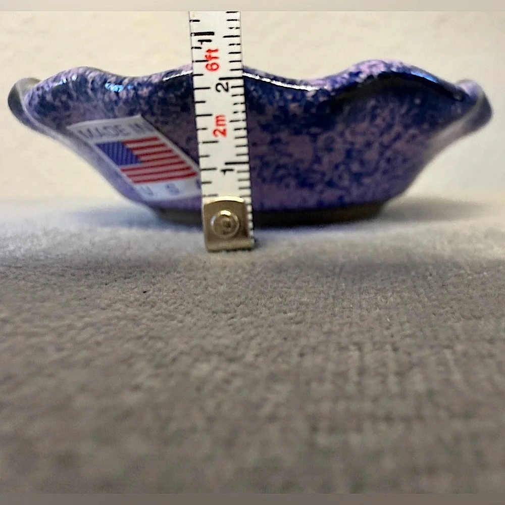 Trinket Dish - Fused Glass Art Pottery Purple/Blue Dish - USA, Down To Earth - Picture 7 of 16